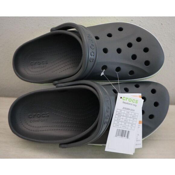 Crocs 205089-0GX Unisex Men's 9 Women's 11 Slate Gray/Lime Punch Bayaband Clogs - Picture 3 of 15